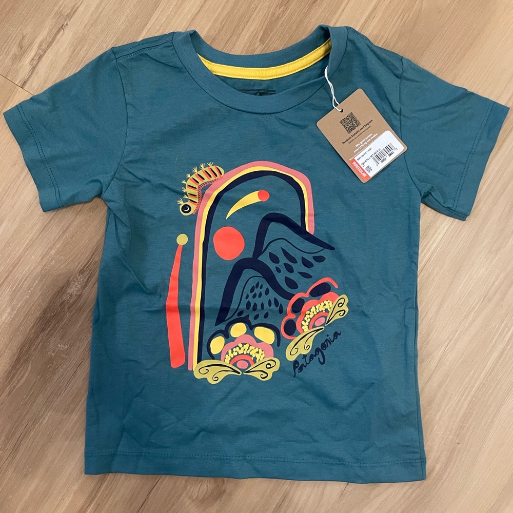 Patagonia Teal and Yellow Kids Shirt